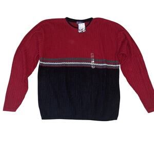 New Vintage Harbor Bay Sport Knit Sweater Red Black USA Made Mens Size XL Tall